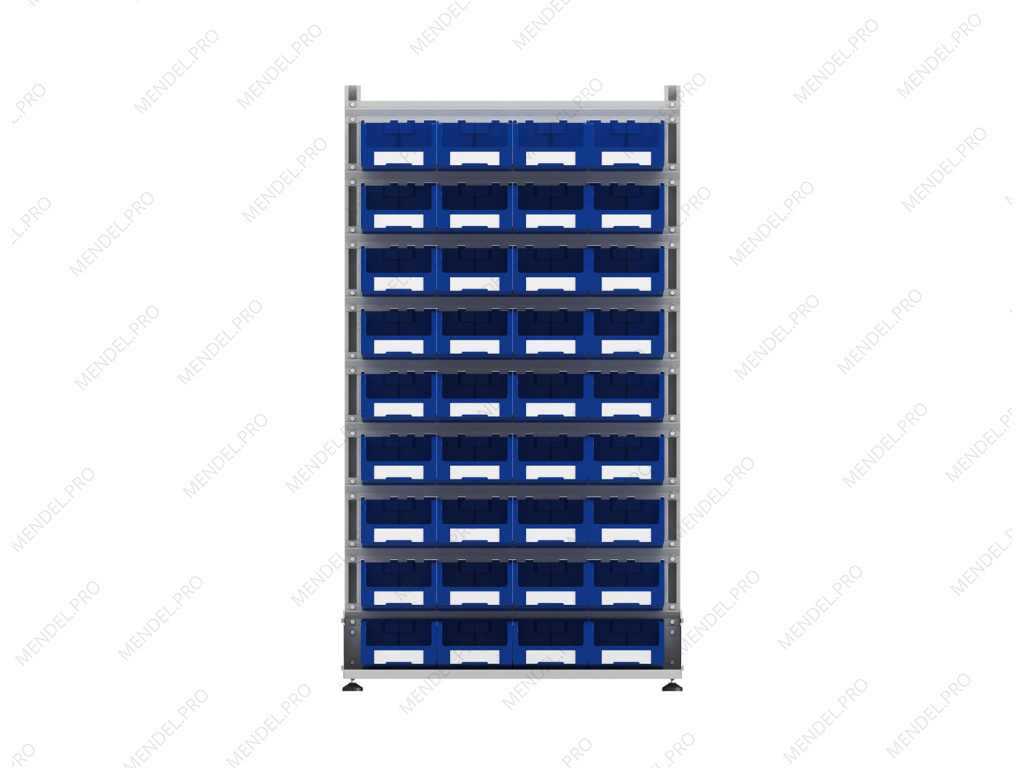 Стеллаж для пластиковых лотков S-BOX односторонний 1800x1000x450.03