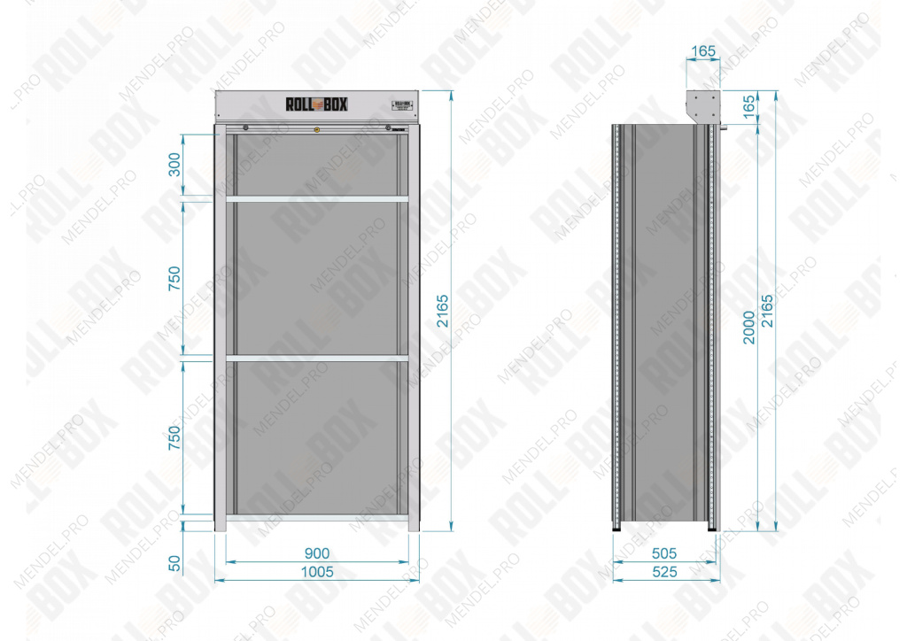 Шкаф роллетный на балкон ROLL-BOX SIMPLE 10.05.4.V2